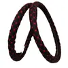 Cubierta de Volante de Cuero Ultra-Delgada Transfronteriza al por Mayor, Acolchada y Bordada en Negro y Rojo para Todas las Estaciones, Accesorios de Interior, Cubierta de Manija, Decoraciones
