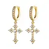 Joyería de Venta Caliente Transfronteriza Europea y Americana Pendientes Clásicos con Forma de Cruz para Mujer Incrustados con Circonita Fabricante Mayorista Frescos y Dulces