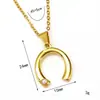 Estilo Francés Ins Nicho Simple Combinación Perfecta Colgante de Perla en Forma de U Moda para Mujer Sentido de Alta Gama Titanio Acero Chapado en Oro de 18K Collar