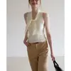 Top de tricô com cadarço torcido de cor sólida estilo coreano para mulheres, novo top casual sem mangas justo para o verão de 2026