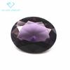 Fábrica de atacado em forma de ovo Fuchsia vidro nu pedra artificial fundo pontiagudo oval Fuchsia vidro anelado roxo rubi