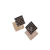 Aretes Geométricos Retro Blanco y Negro de Doble Diamante de Corea del Sur para Mujer 2025 Nuevo Estilo Elegantes Ligeros de Lujo Combinan con Todo Aretes y Accesorios para las Orejas