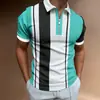 Comercio Exterior Otoño Nuevo Camisa POLO para Hombre Camiseta Casual de Manga Corta con Cuello Camisa POLO de Manga Corta con Cremallera Estampado 3D