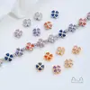 Cuentas espaciadoras de trébol de cuatro hojas con forma de corazón de circonita de colores, chapadas en oro de 14 quilates sobre cobre, para accesorios de pulseras y collares de cristal y perlas de bricolaje