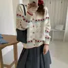 Cardigan Vintage de Malha Fair Isle com Renda para Mulheres, Top Outono/Inverno, Novo Estilo 2026, Casaco Suéter Solto e Bonito