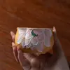 Taza maestra de flor de loto rosa pintada a mano por Ino Kiyomatsu, taza de té de cerámica de alta estética, juego de té casero de alta gama