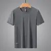 Camiseta de Manga Corta de Seda Helada de Secado Rápido para Hombre Talla Grande Exagerada Holgada Transpirable Delgada Top Deportivo de Media Manga para Fitness