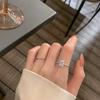 Estilo Coração ~ Anel Super Flash de Zircão Luxo Leve Ins Design de Nicho Quadrado Diamante Estilo Frio Anel Requintado Aberto Moda Feminina