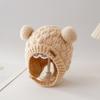 Chapéu de bebê outono e inverno fofo bebê bola dupla proteção auricular chapéu inverno à prova de vento chapéu de lã tricotada para meninos e meninas