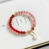 [Paz y Alegría] Pulseras Badu Primavera y Verano, Pulseras de Ágata Roja del Sur y Cuarzo Rosa, Colgantes con Cierre de Seguridad, Pulseras para Mejores Amigas