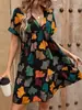 Nuevo Vestido de Algodón y Seda Elegante y Juvenil para Mujer, Vestido Estampado Floral Adelgazante de Verano para Mamás, Prenda Exterior con Cuello en V