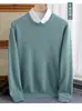 Comércio exterior atacado outono e inverno 100 lã pura suéter gola redonda masculino suéter de malha camisa de base solta caxemira plus size jaqueta