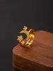 Anillos de Estrella y Luna de Amazon de Moda Transfronterizos al por Mayor Anillos de Zirconia Tk para Mujer, Diseño Abierto Ajustable Joyería Personalizada