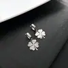 Versátil Aço Titânio Formato de Coração Trevo de Quatro Folhas Flor Estilo Coreano Design Personalizado Novo Clipe de Orelha Folha Brincos de Nicho Boutique Femininos