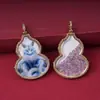 Colgante Thangka con Forma de Calabaza con Incrustaciones de Oro Pintadas a Mano y Diamantes, Amuleto de Buda Estilo Chino, Zaki Lhamo Tara Verde, Joyería Portátil con Imagen Intercambiable