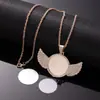 Colar de Transferência Térmica por Foto Sublimação Transfronteiriço Colar Angelical Imprimível Corrente de Clavícula Cheia de Diamantes Amor