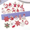Mezcla 20 Colgante de Aleación Navideño con Goteo de Aceite Rojo de Papá Noel Reno Copo de Nieve DIY Pulsera Accesorios de Joyería