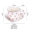 Taza de Café Estilo Pastoral Juego de Taza y Platillo para Café Taza con Mango de Corazón Creativo Taza de Agua con Forma de Corazón