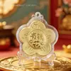Llavero Flor de Dinero Oro Puro 999, Correa para Teléfono, Colgante de Pétalo de Flor Dorada para Bolso, Regalo de Tienda para Novia