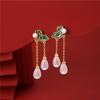 Pendientes de Plata de Ley S925 con Diseño de Nube para Mujer, Pendientes de Borla de Calcedonia Natural, Joyería de Alto Nivel Estilo Chino Nuevo, Venta al por Mayor Directa de Fábrica