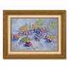 Pintura a Óleo Estilo Europeu Frutaria Natureza Morta Moldura Dourada Vintage Arte de Parede Decorativa para Sala de Jantar, Sala de Estar ou Hall de Entrada