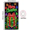 Tela colgante fluorescente de Navidad Papá Noel renos muñeco de nieve cachorro bandera de tela neón decoración de fiesta navideña transfronterizo