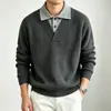 Suéter de imitación de dos piezas para hombre estilo "old money" de alta gama transfronterizo, tejido casual sofisticado para hombres de mediana edad de otoño e invierno