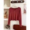 Cárdigan retro de punto suave con cuello en V pequeño, estilo coreano y japonés, para mujer, chaqueta de entretiempo ajustada, top básico versátil