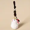 Llavero Colgante de Cochecito de Conejo Blanco Pequeño Tallado en Madera Hecho a Mano, Decoración Linda y Exquisita de Mochila de Madera Maciza, Regalo de Cumpleaños