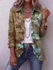 Abrigo retro de estilo europeo y americano de doble botonadura con cuello de volantes, mangas largas y diseño estampado, adecuado para uso casual.