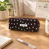 Estilo Coreano Nueva Estuchera de Lunares, Bolsa Portátil de Papelería para Estudiantes, Bolso de Mano de Gran Capacidad, Bolsa de Almacenamiento Multifuncional, Caja de Papelería