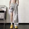 Verano Marca Americana de Moda Seda de Hielo Delgados Plisados Cargo Paracaidista Pantalones de Hombre Estilo Hong Kong High Street Holgados Pierna Ancha Pantalones Casuales