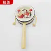 Tambor Rattle Impresso com Padrão de 4 polegadas Instrumento de Percussão Orff Tambor de Mão Pandeiro Pandeiro de Dança Escolar Jardim de Infância