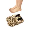 Zapatos de piel de visón con suela blanda y estampado de leopardo para mujer, para uso exterior en invierno, cálidos y afelpados, estilo slip-on, adecuados para combinar con faldas, mocasines y zapatos de algodón