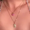 Collar Dulce de Mariposa Estilo Japonés y Coreano Acrílico Colorido Dulce para Mujer Cadena de Clavícula Versátil Collar Distintivo de Celebridad de Internet para Gente a la Moda