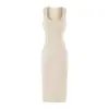 Vestido regata quadrado puramente sedutor com cintura franzida para acinturar, doce e sexy, versátil para uso casual, vestido bodycon justo ao corpo