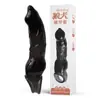 Condón de Cristal Vibratorio Negro Transparente para Hombres, Condón Diente de Lobo, Juguetes Sexuales para Parejas al por Mayor