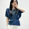Qualidade boutique Miyake best-seller feminina manga curta gola redonda acinturado design patchwork irregular versátil top camiseta