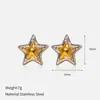 Novos Brincos de Estrela de Cinco Pontas Bicolor de Xiyin Ouro 18K Moda de Nicho Design Estéreo Brincos de Estrela Transfronteiriços