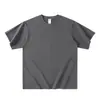 Camiseta de Algodón Pesado Manga Corta Color Café 400g para Hombre Algodón Puro Verano Color Sólido Holgada Cuello Redondo Camiseta Básica Manga Media
