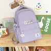 Nueva Mochila Morada de Dibujos Animados de Gato Lindo con Niebla Suave para Niñas, Estilo Universitario, Bolso Escolar Multiusos para Clase y Salidas de Fin de Semana