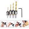 Broca Countersink de Três Pontos para Marcenaria com Revestimento de Titânio, Ferramenta de Chanfragem, Broca de Posicionamento, Abertura de Furo, Ampliação de Furo, Broca Helicoidal de Haste Redonda, Furadeira de Impacto