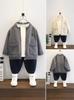 9612 Cardigan de Tricô com Zíper Infantil Primavera e Outono Novo Suéter Estilo Britânico Moda Infantil Masculina e Feminina Jaqueta