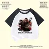 Camiseta unisex de manga corta de algodón puro con estampado Delta, top de verano moderno para niños mayores, ropa para niños con diseño de rosa grabado