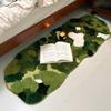 Alfombra Irregular Color Verde Musgo, Alfombra para Mesa de Café de Sala de Estar, Felpudo para Piso de Dormitorio, Alfombra Gruesa de Felpa para Mesita de Noche, Alfombrilla Absorbente para Baño