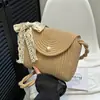 Playa Tendencia Distintivo 2024 Nuevo Verano Ins Tendencia Bufanda de Seda Paja Simple Ratán Hombro Cruzado Axila Bolso