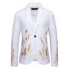 2025 Primavera y Otoño Comercio Exterior Nuevo Chaqueta de Traje con Diseño Estampado de Espiga de Trigo para Hombre Chaqueta de Traje Casual Holgada para Hombre