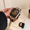Adequado para Apple Watch iWatch 12ª Geração 11/10D Anel de Metal Pulseira de Couro Jeans