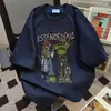Camiseta Manga Curta Estampada com Personagem de Desenho de Rua Personalizado 2025 Verão Novo Estilo Estilo Ins Casual Soltinho para Mulheres