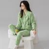Pijama de Coral Fleece para Mujer, Estilo Celebridad de Internet, Engrosado para Invierno y Forrado de Polar, Nuevo Cardigan de Franela Otoño e Invierno 2026 Ropa de Casa